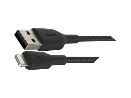 Cable trenzado Lightning a USB-A BOOST↑CHARGE™ (15 cm, negro)