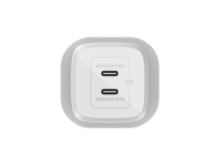 Cargador de pared dual USB-C GaN con PPS 65W