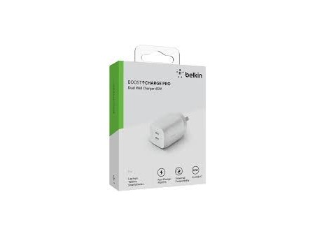 Cargador de pared dual USB-C GaN con PPS 65W