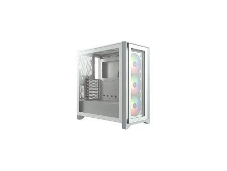 Chasis ATX semitorre con cristal templado iCUE 4000X RGB, blanco