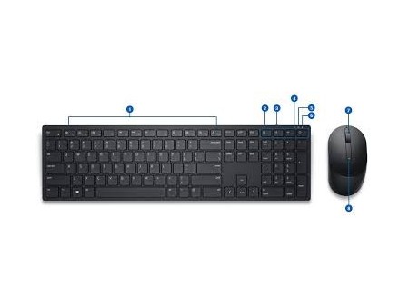 Teclado y Mouse Dell KM5221W, Inalámbrico, USB, Negro (Español) SKU: 580-AJIU